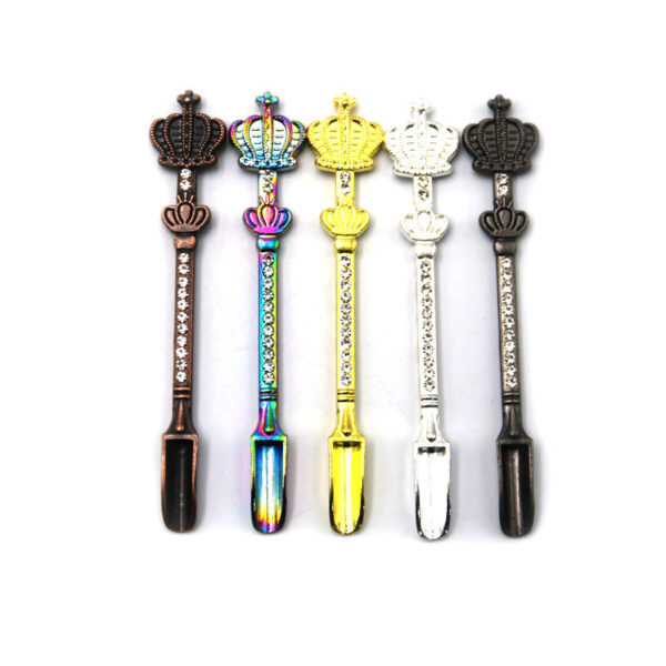 New Crown Shaped Metal Small Smoke Shovel with Diamond Set Spoon - Image 1