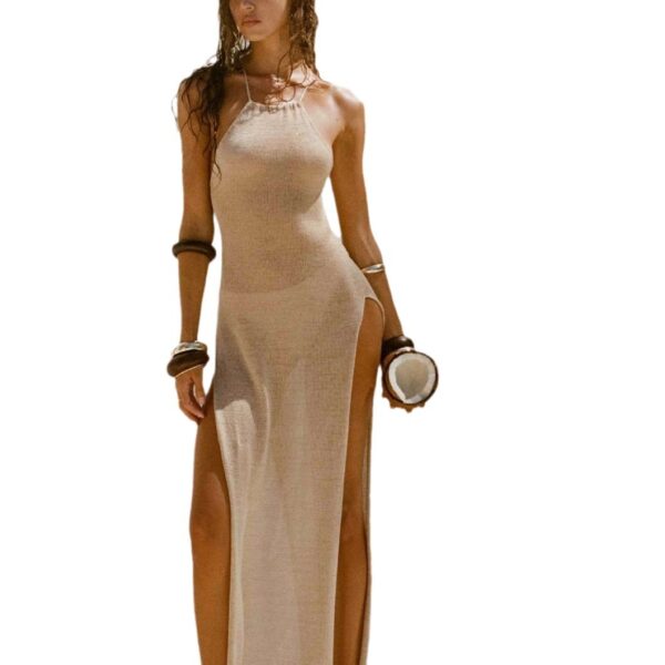 New suspender knitted sleeveless beach dress with beautiful back and vacation style - Image 5