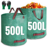Garden Waste Bags 2PCS 120L 200L 300L 500L Heavy Duty Dumpy Bags, Reusable Garden Sacks with Handles, Ideal for Collecting Yard Waste, Plant Waste Grass and Leaves,Various Sizes and Quantities Are Qvailable for Selection,Good Partner for You